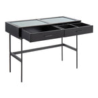 Emery Console Table - Black Steel, Black Wood