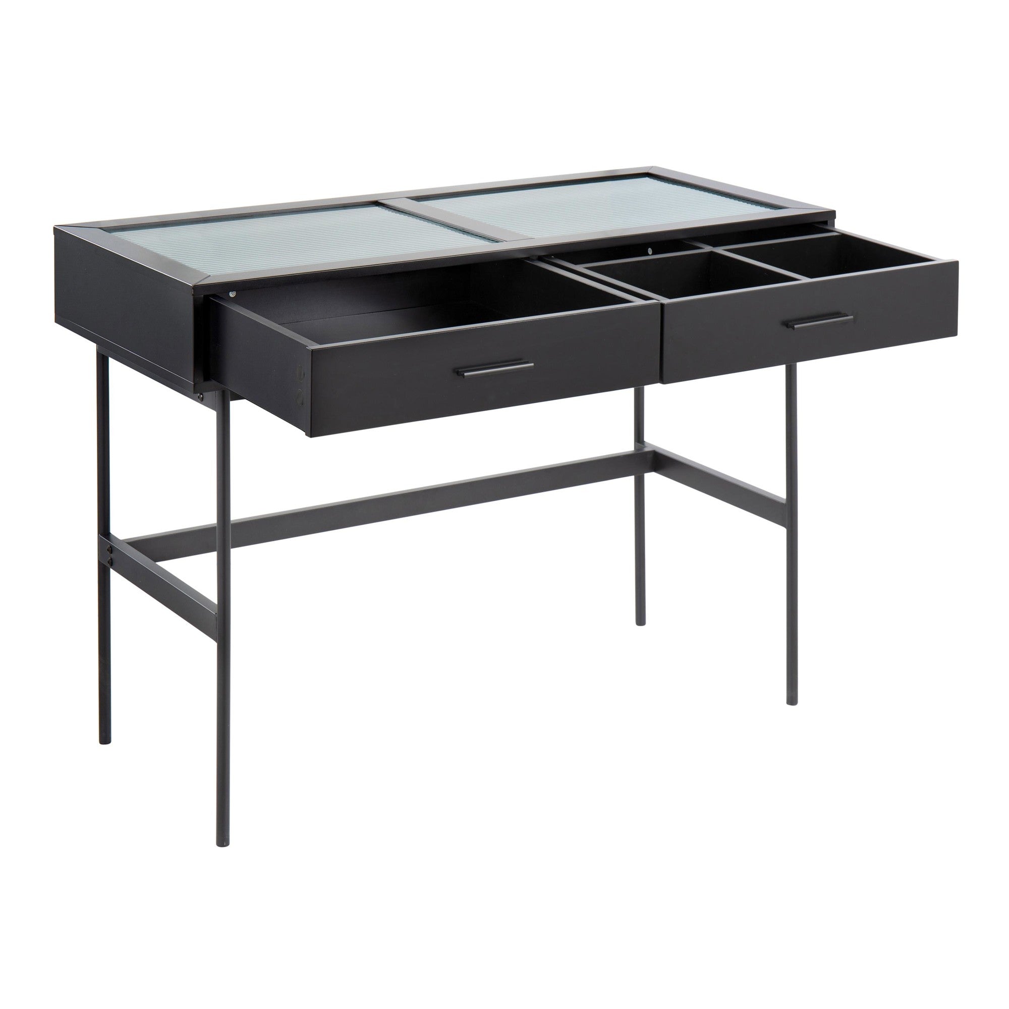 Emery Console Table - Black Steel, Black Wood