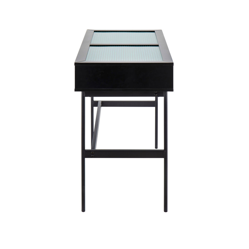Emery Console Table - Black Steel, Black Wood