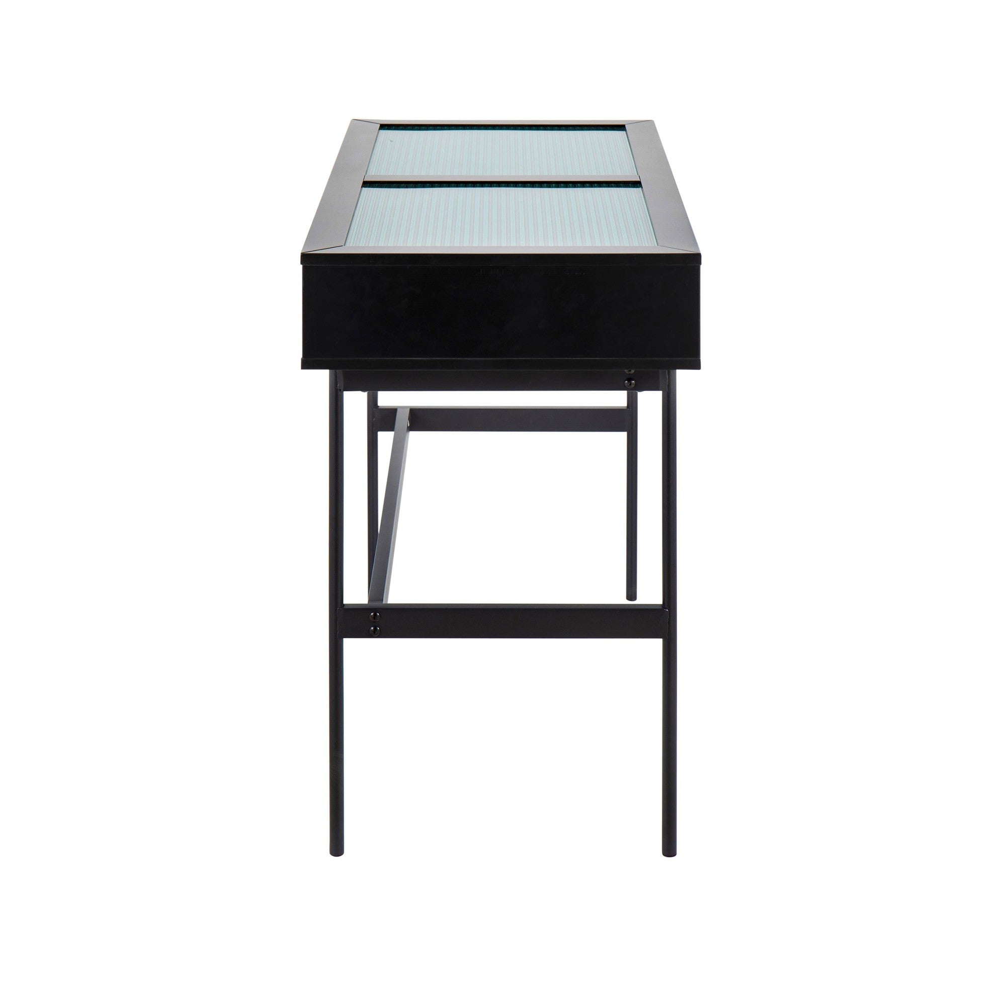 Emery Console Table - Black Steel, Black Wood