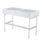 Emery Console Table - White Steel, White Wood
