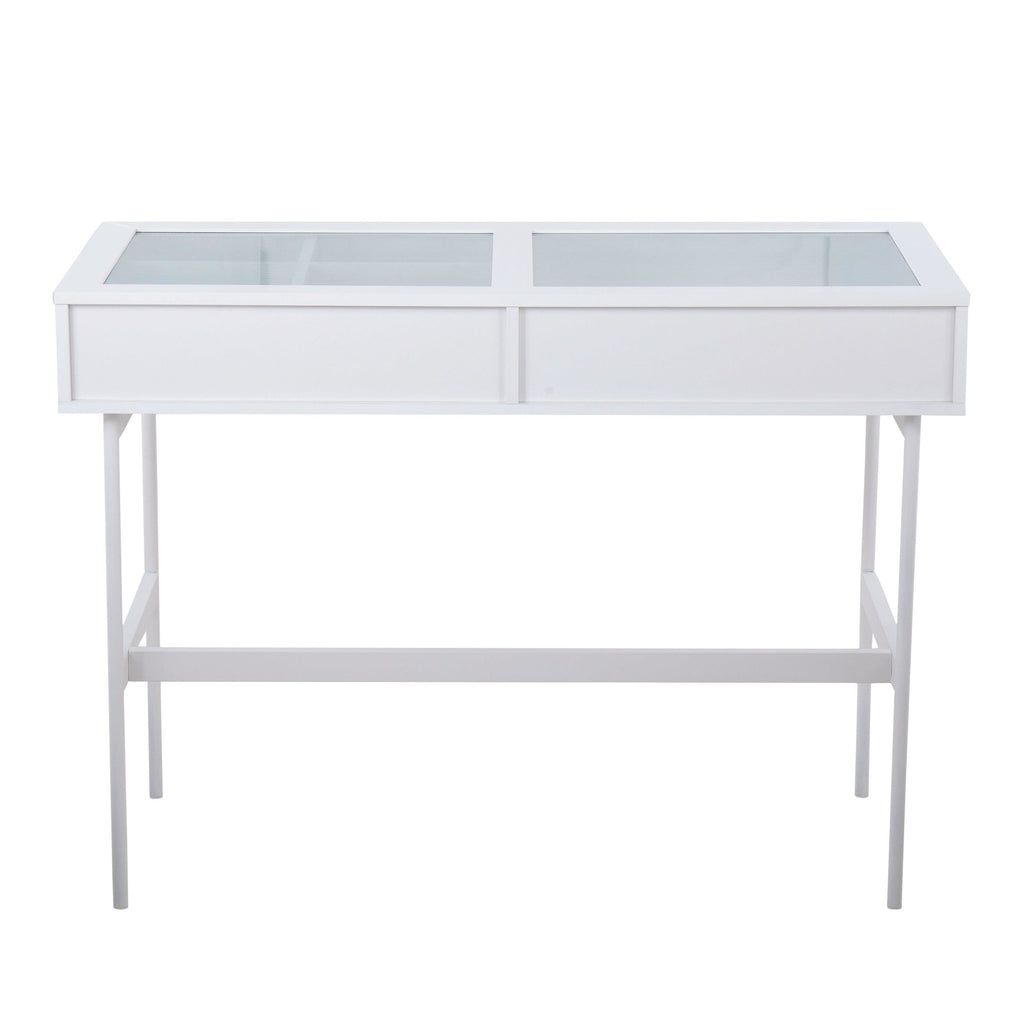 Emery Console Table - White Steel, White Wood