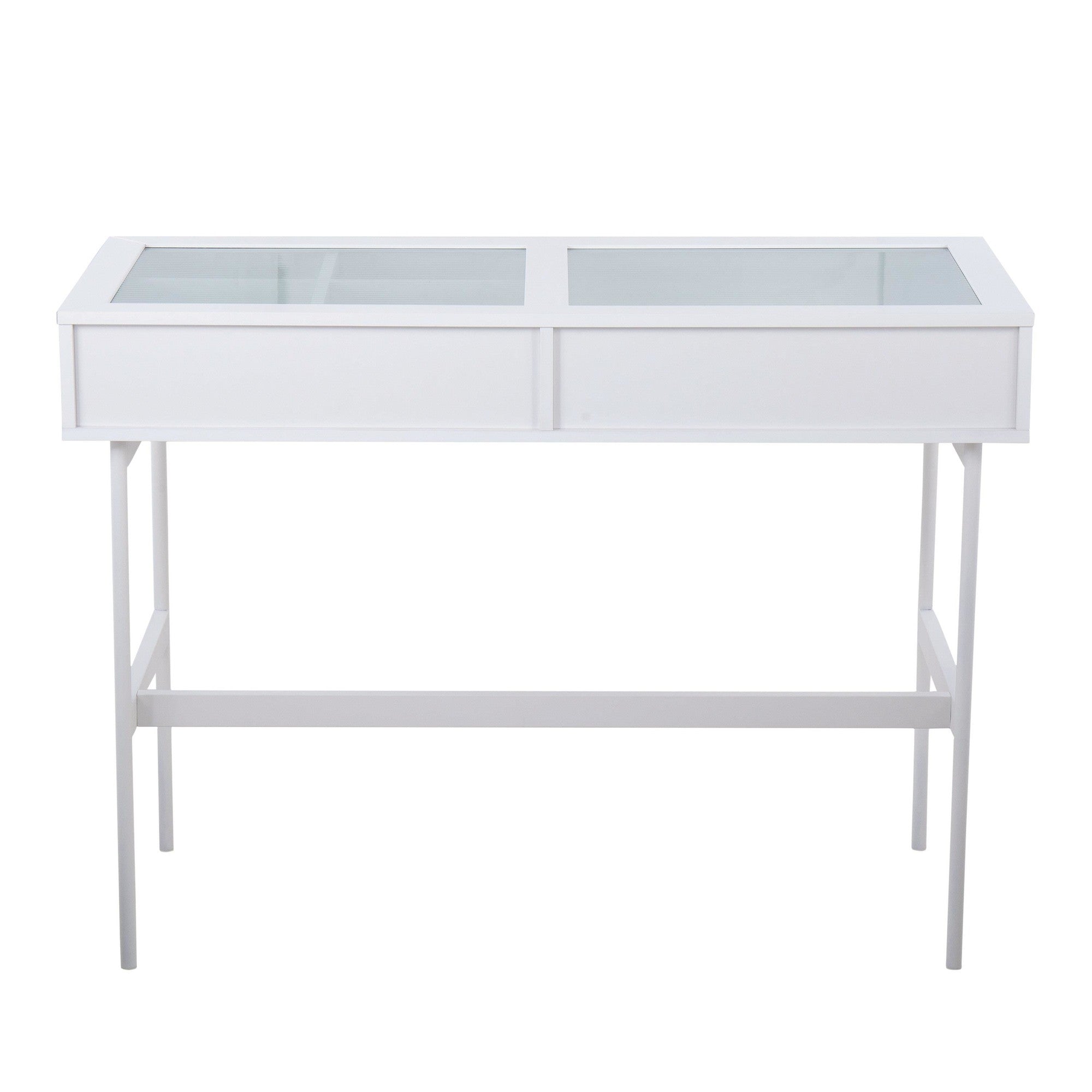 Emery Console Table - White Steel, White Wood