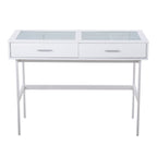 Emery Console Table - White Steel, White Wood