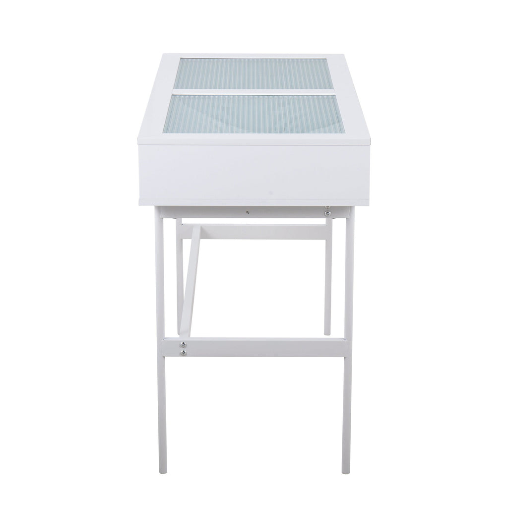 Emery Console Table - White Steel, White Wood