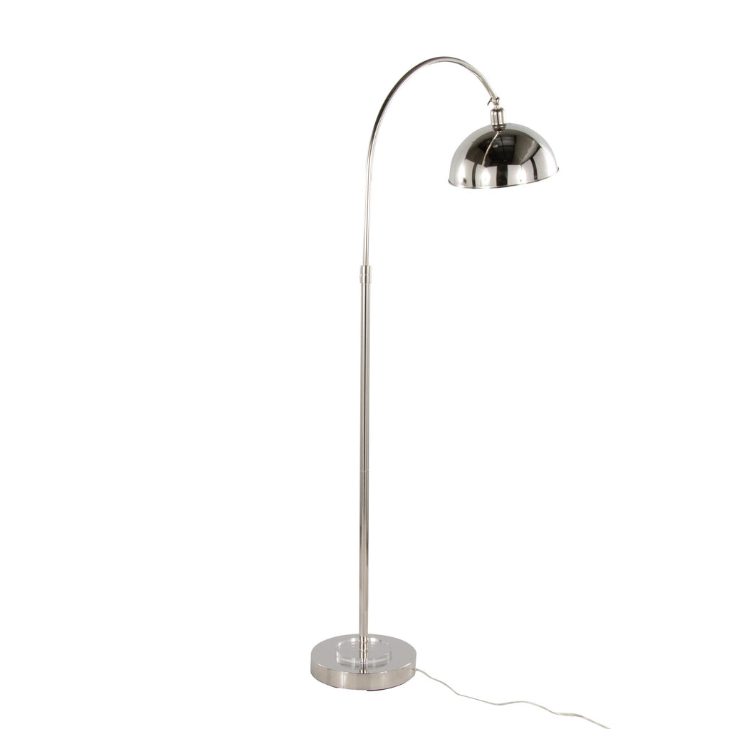 Emery 63.5" Metal Floor Lamp - Polished Nickel, Clear Crystal, White Metal