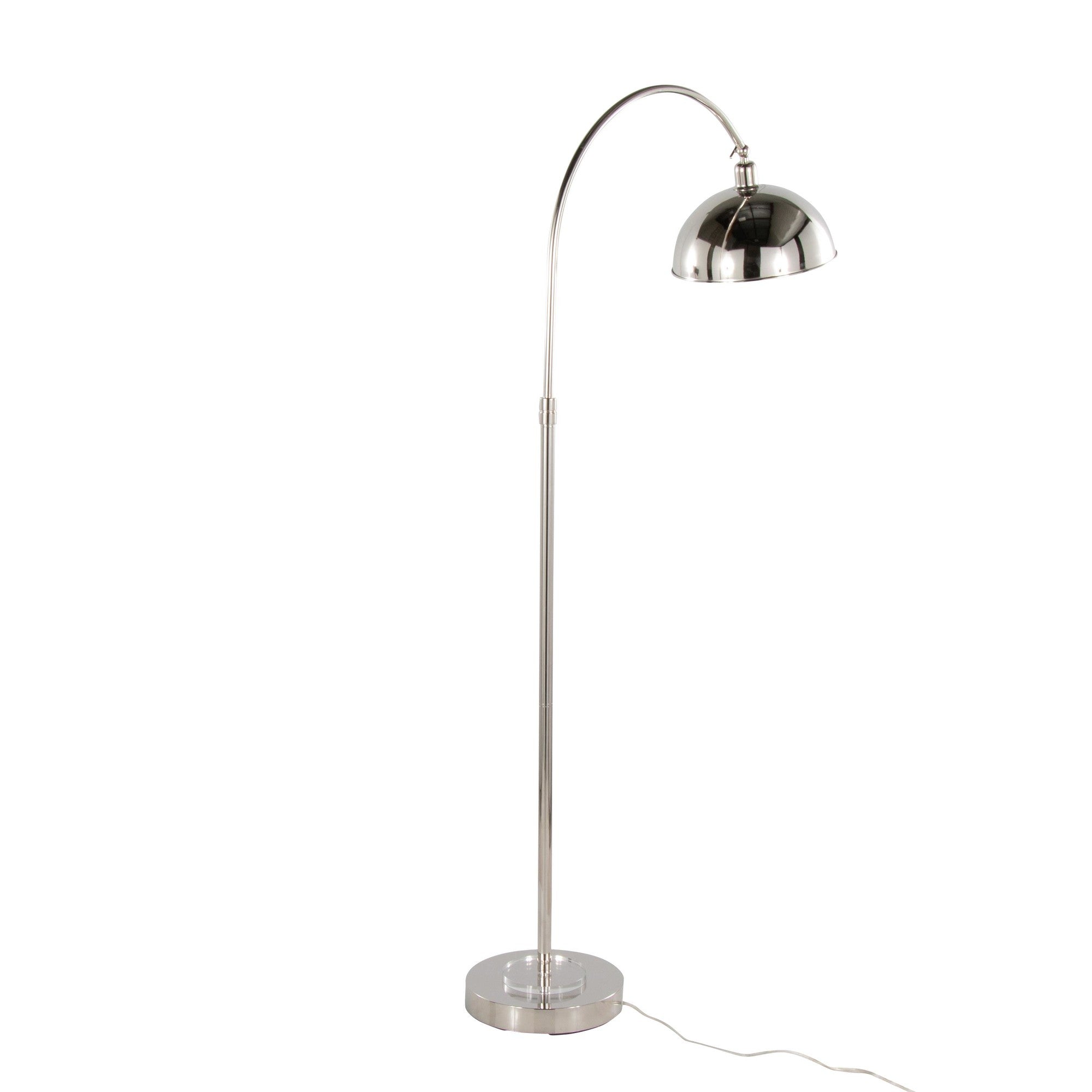 Emery 63.5" Metal Floor Lamp - Polished Nickel, Clear Crystal, White Metal