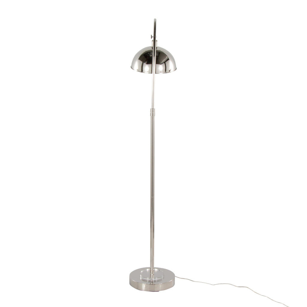 Emery 63.5" Metal Floor Lamp - Polished Nickel, Clear Crystal, White Metal