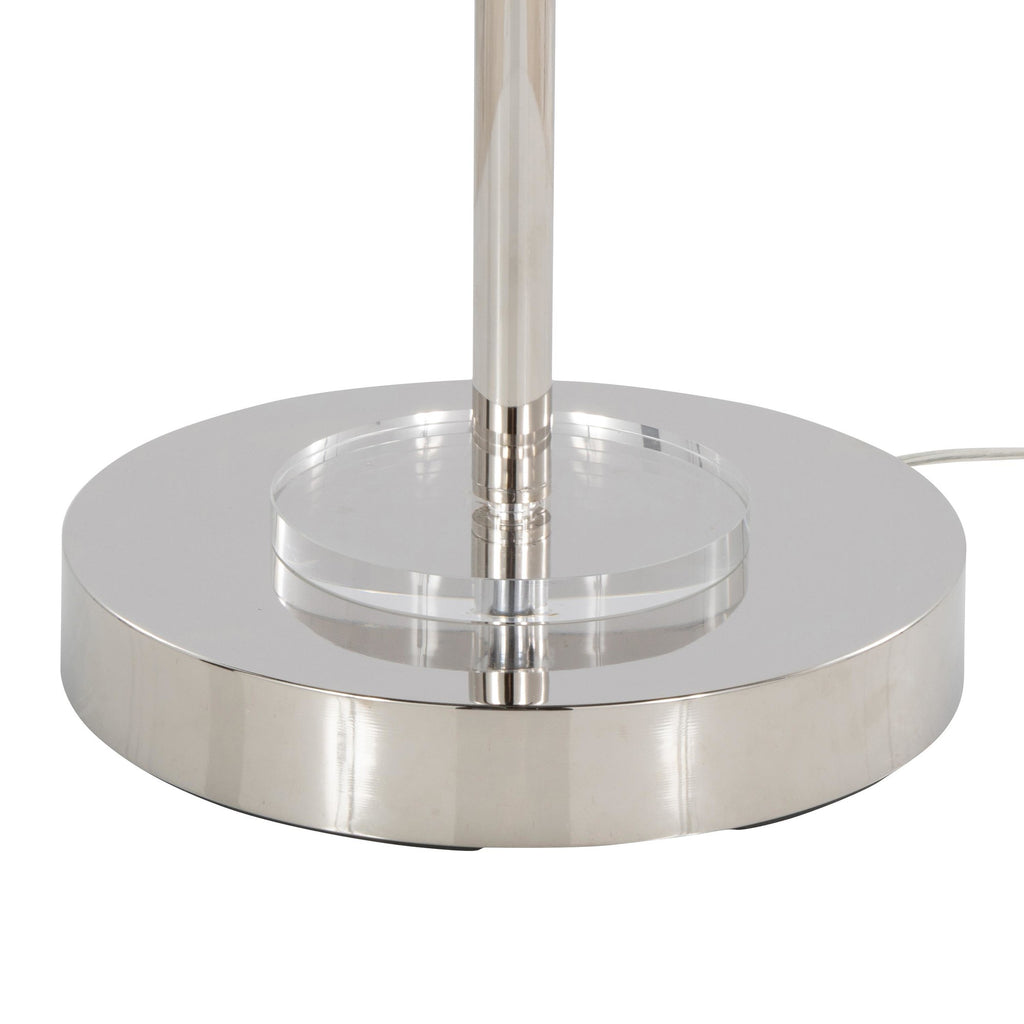 Emery 63.5" Metal Floor Lamp - Polished Nickel, Clear Crystal, White Metal