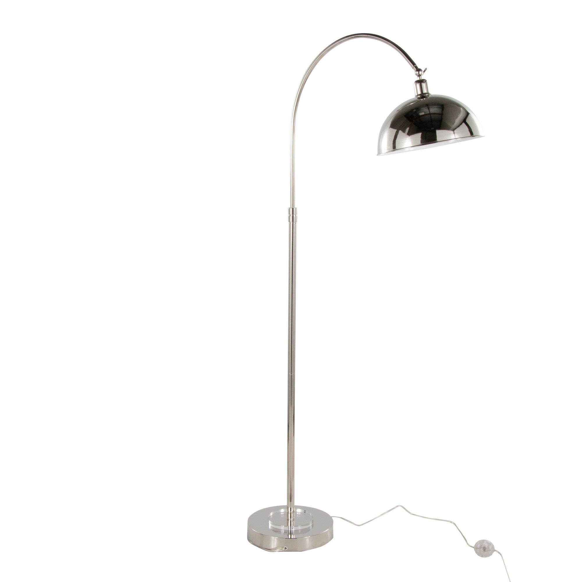 Emery 63.5" Metal Floor Lamp - Polished Nickel, Clear Crystal, White Metal