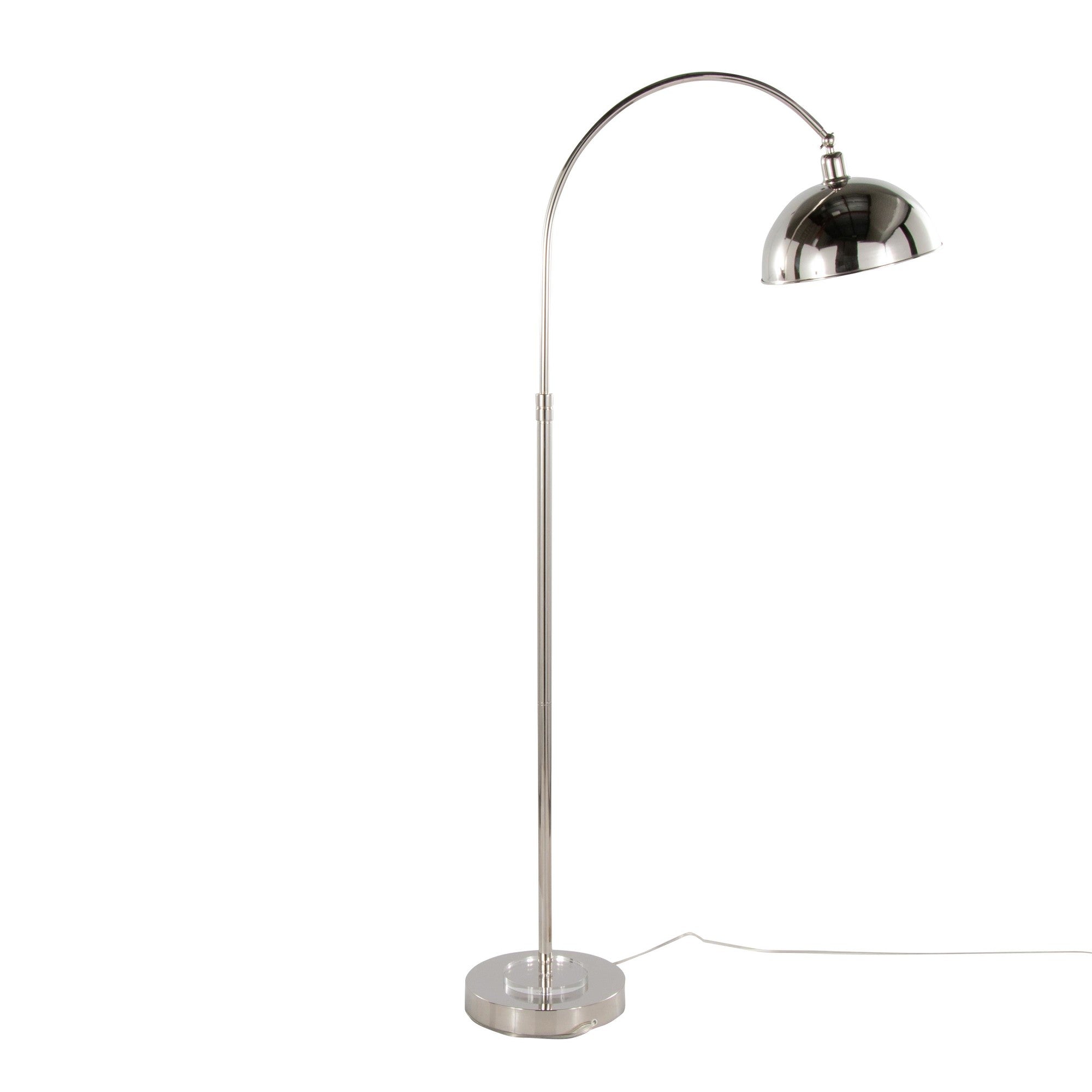 Emery 63.5" Metal Floor Lamp - Polished Nickel, Clear Crystal, White Metal