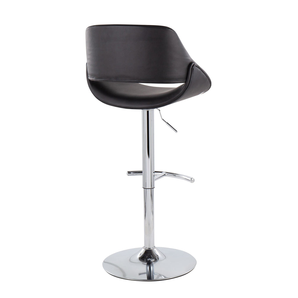 Fabrico Adjustable Barstool - Set of 2 - Chrome, Black PU