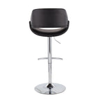 Fabrico Adjustable Barstool - Set of 2 - Chrome, Black PU