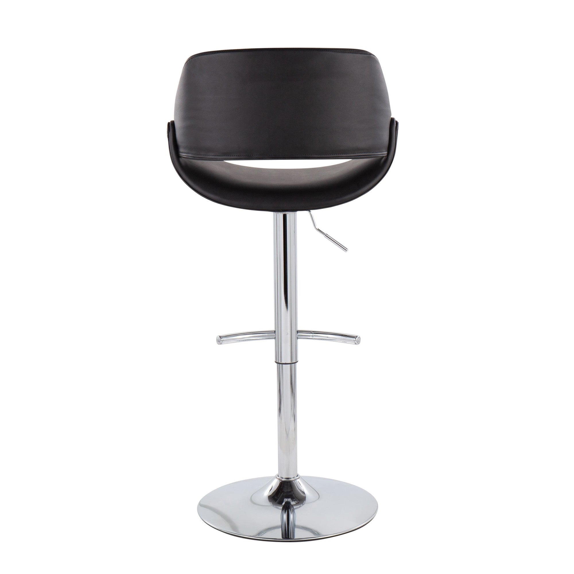 Fabrico Adjustable Barstool - Set of 2 - Chrome, Black PU