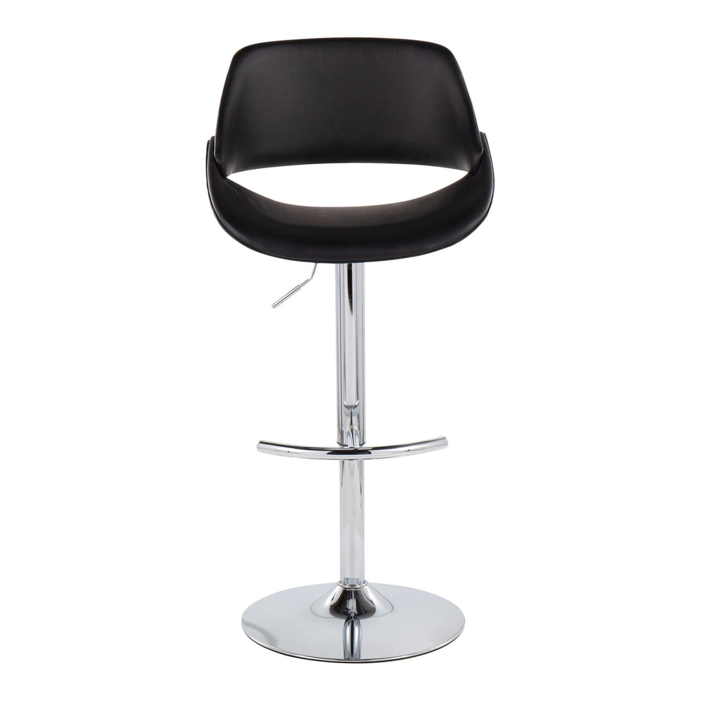 Fabrico Adjustable Barstool - Set of 2 - Chrome, Black PU