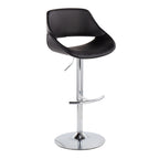 Fabrico Adjustable Barstool - Set of 2 - Chrome, Black PU
