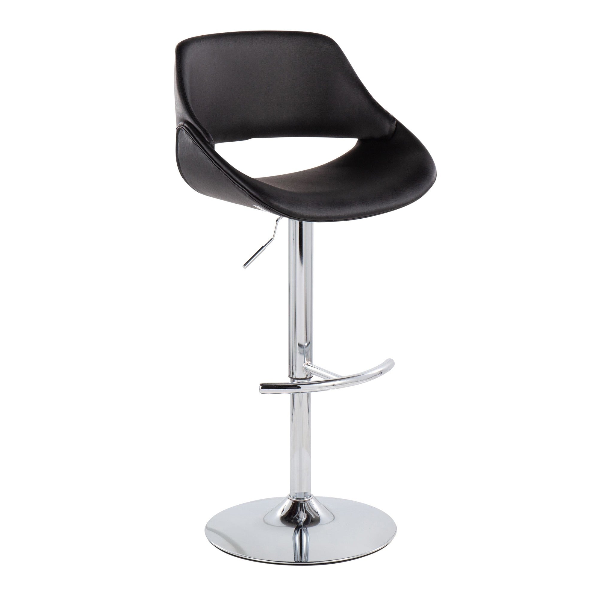 Fabrico Adjustable Barstool - Set of 2 - Chrome, Black PU