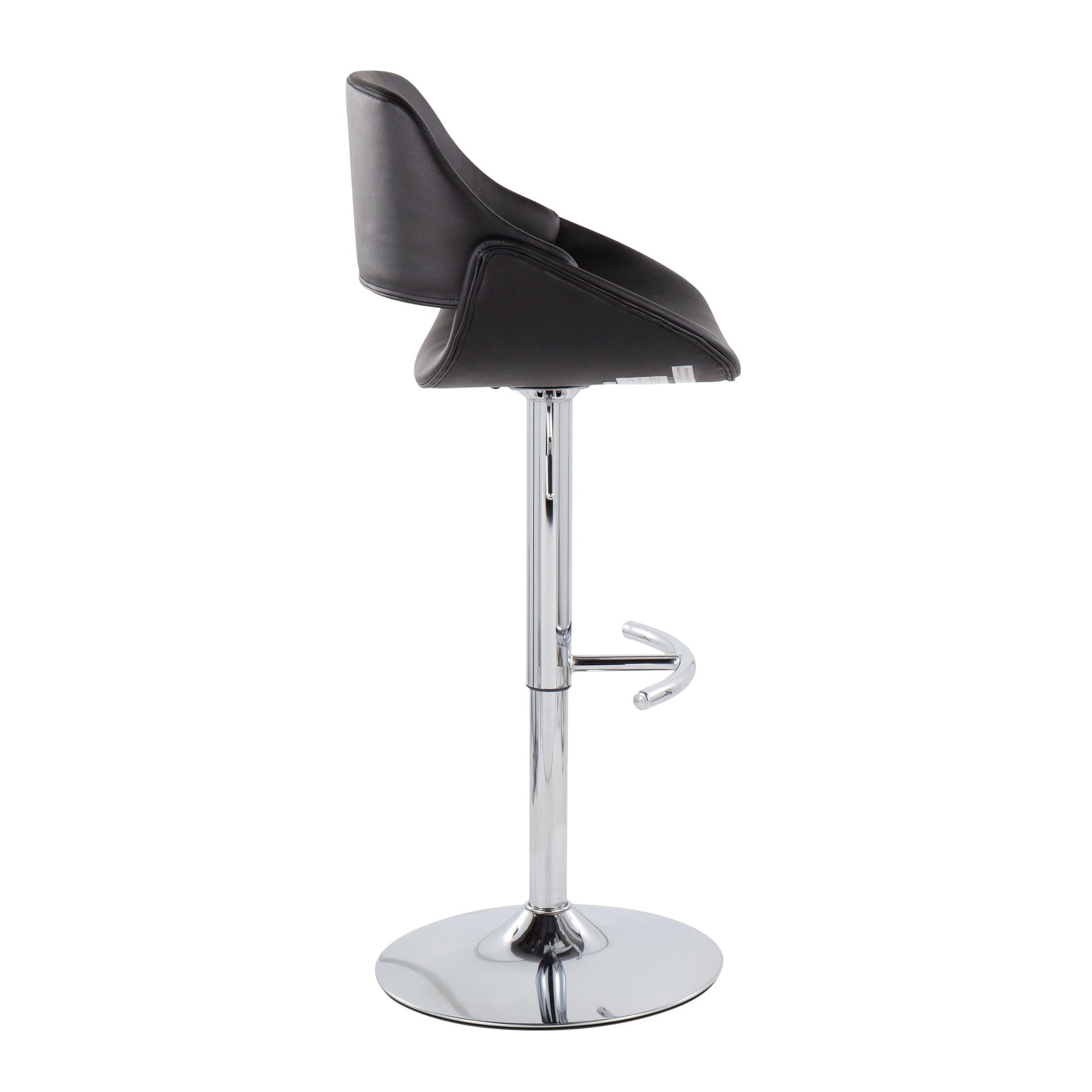 Fabrico Adjustable Barstool - Set of 2 - Chrome, Black PU