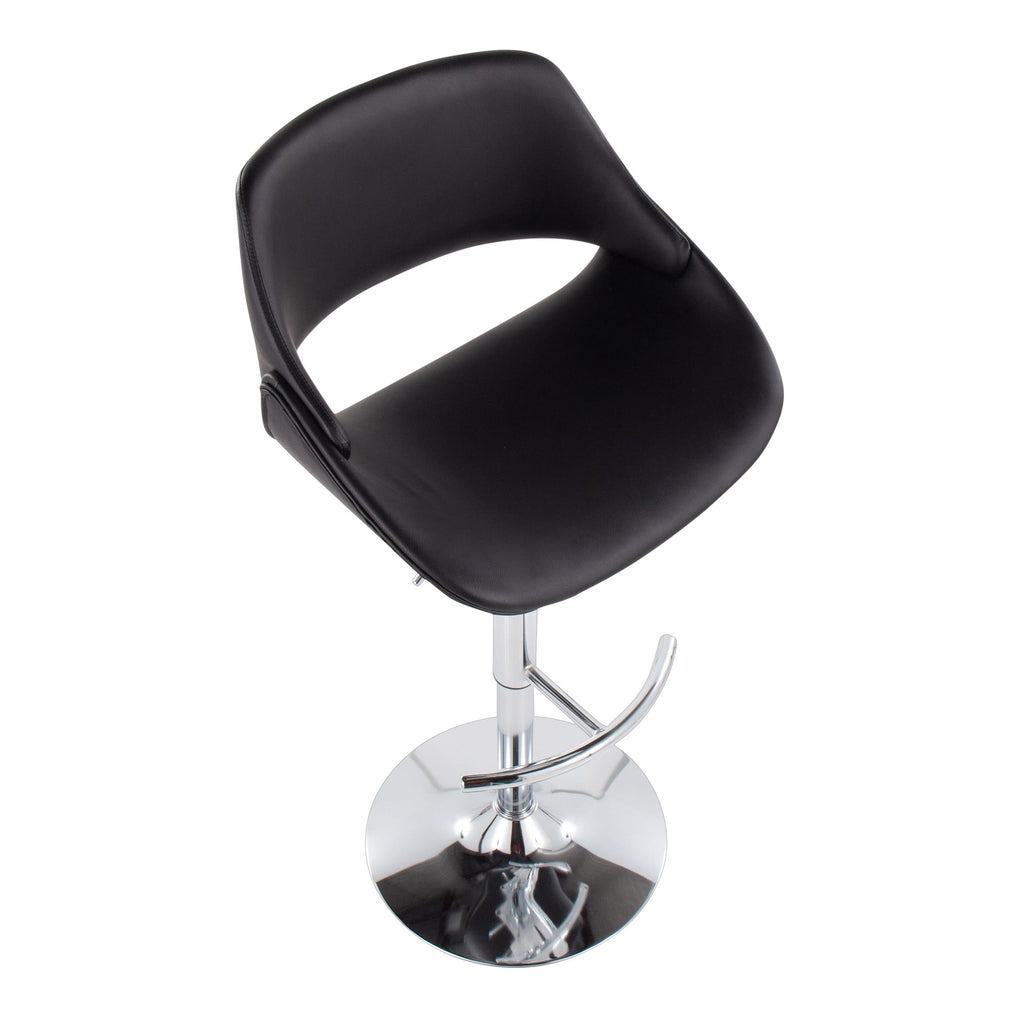 Fabrico Adjustable Barstool - Set of 2 - Chrome, Black PU