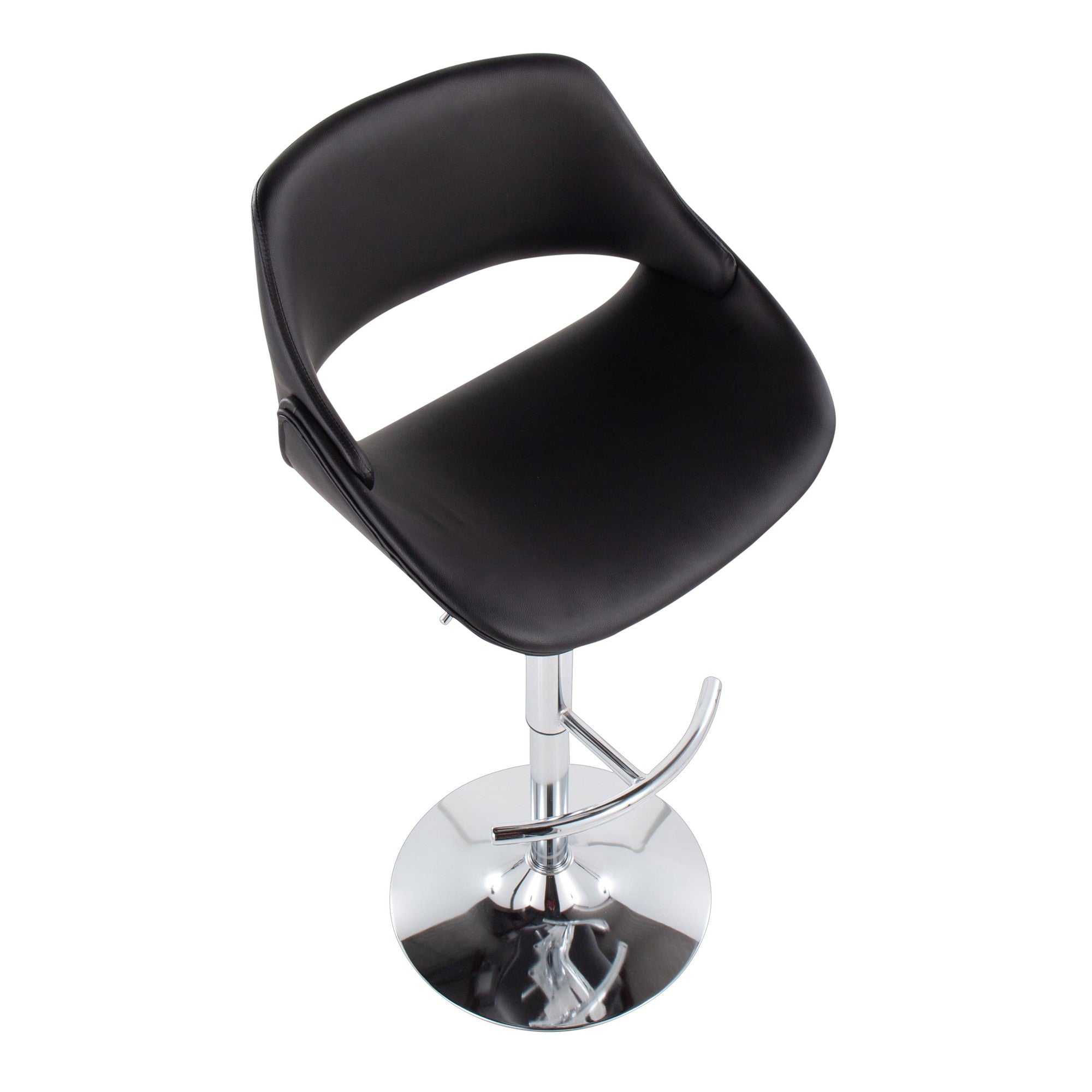 Fabrico Adjustable Barstool - Set of 2 - Chrome, Black PU