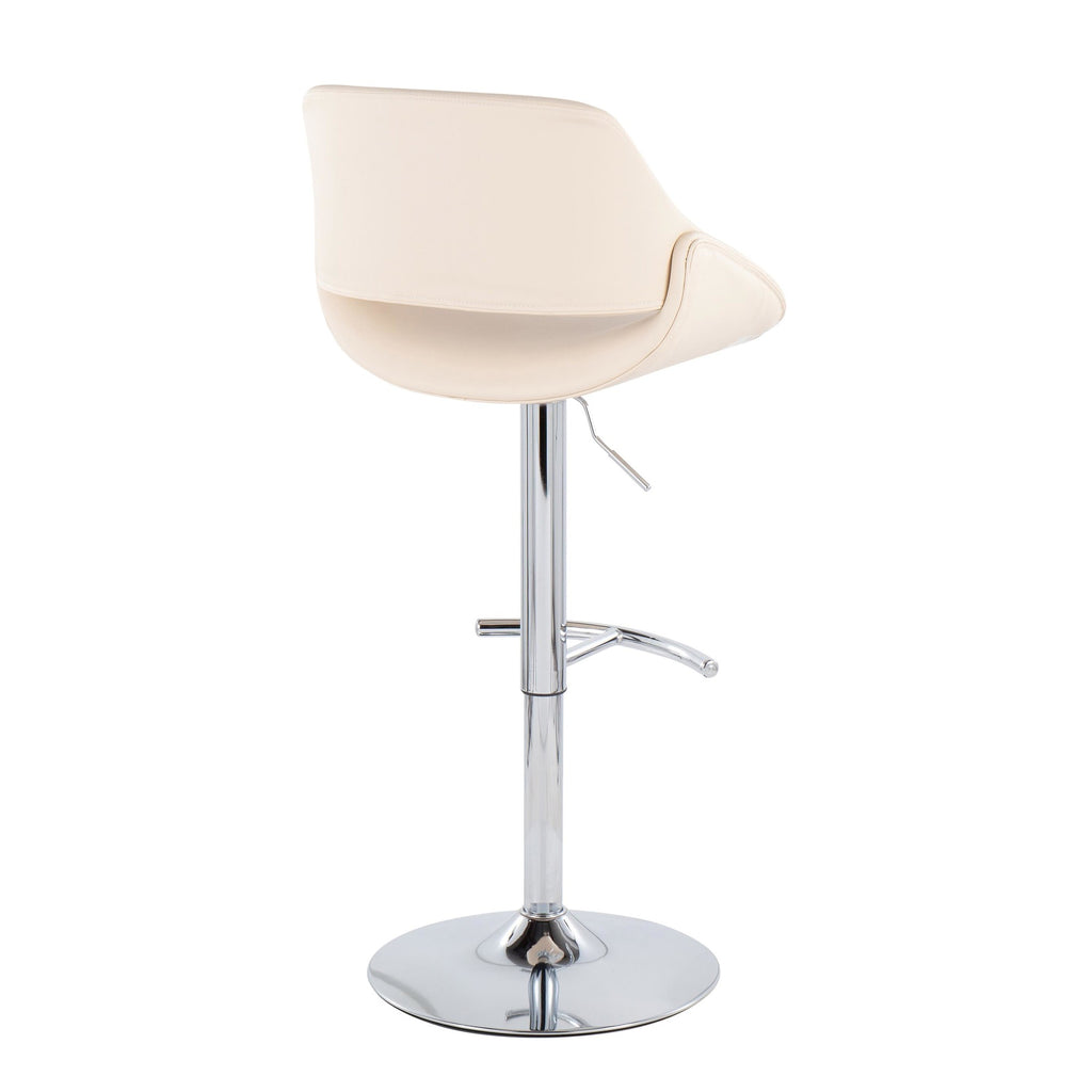Fabrico Adjustable Barstool - Set of 2 - Chrome, Cream PU