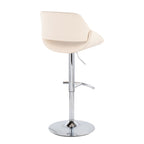 Fabrico Adjustable Barstool - Set of 2 - Chrome, Cream PU