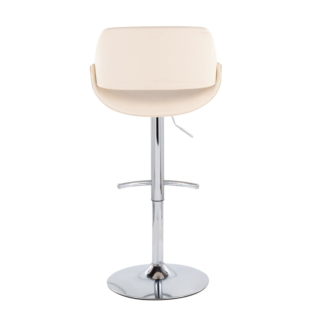 Fabrico Adjustable Barstool - Set of 2 - Chrome, Cream PU