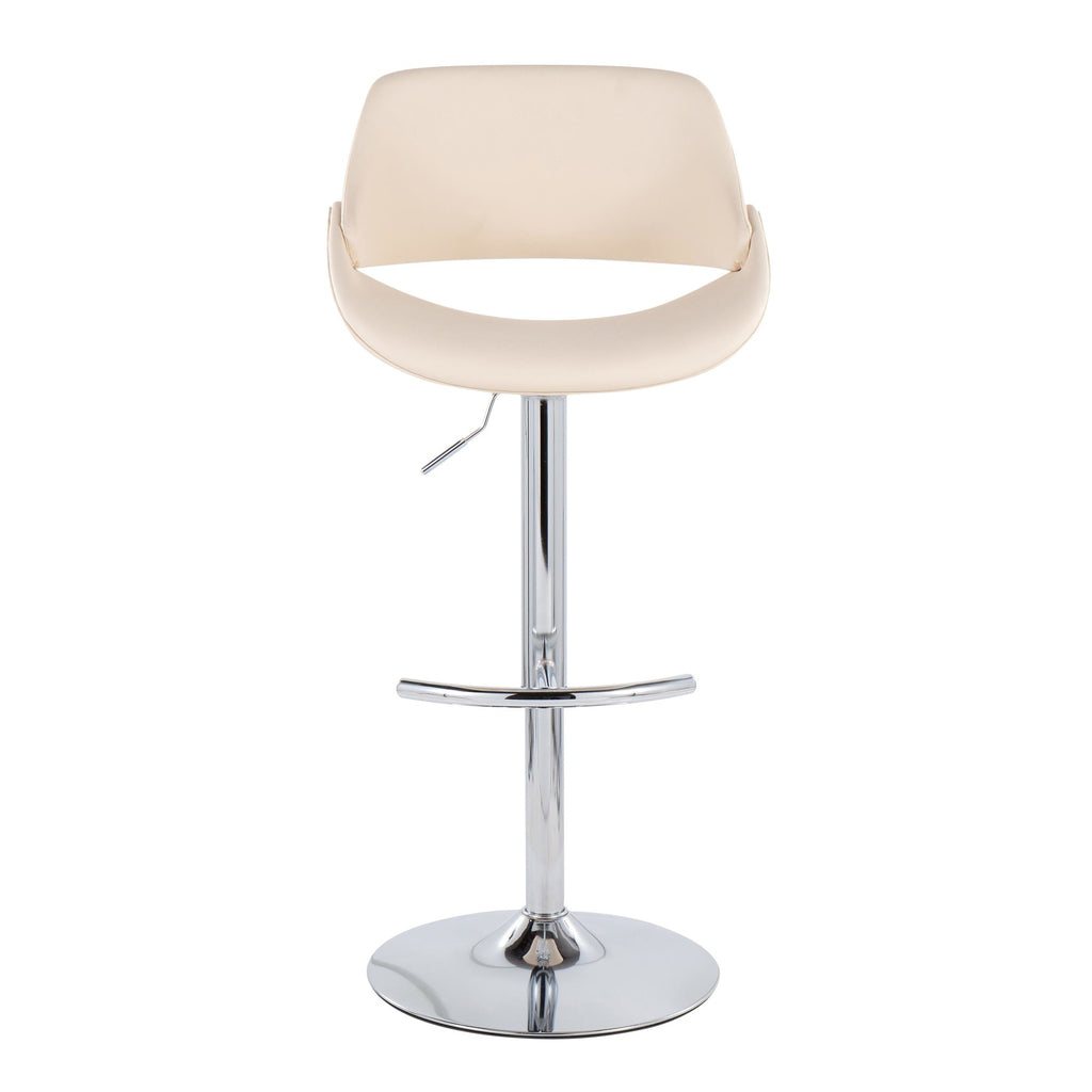 Fabrico Adjustable Barstool - Set of 2 - Chrome, Cream PU
