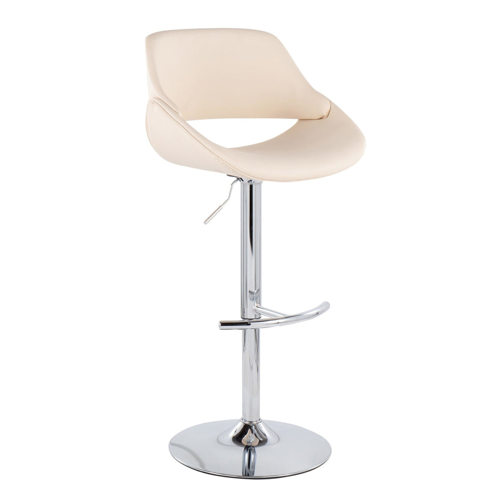 Fabrico Adjustable Barstool - Set of 2 - Chrome, Cream PU