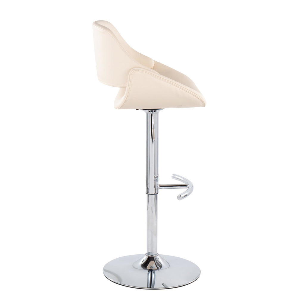 Fabrico Adjustable Barstool - Set of 2 - Chrome, Cream PU