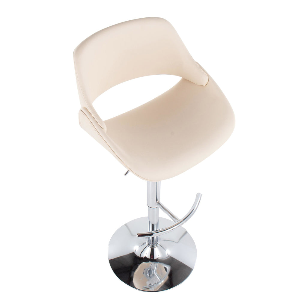 Fabrico Adjustable Barstool - Set of 2 - Chrome, Cream PU