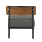 Fiji Accent Chair - Black Metal, Walnut Wood, Grey PU