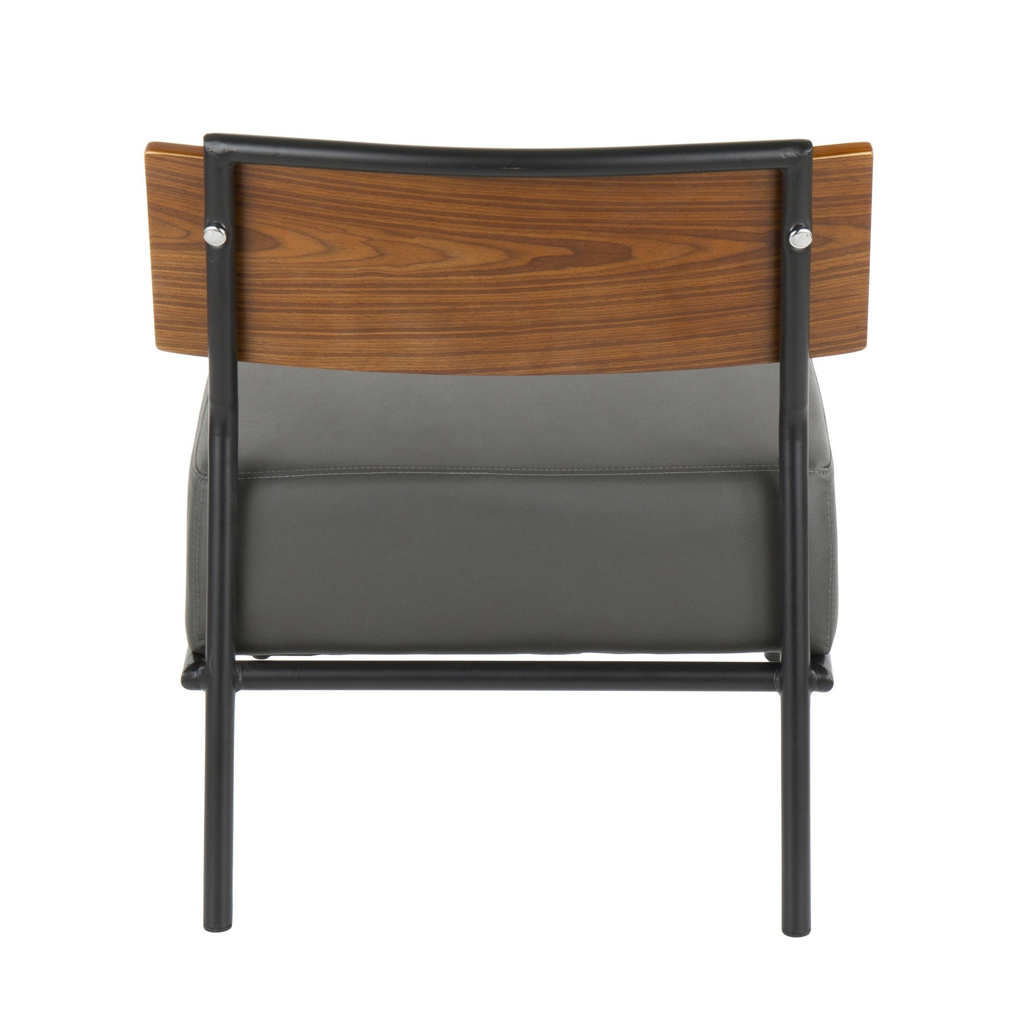 Fiji Accent Chair - Black Metal, Walnut Wood, Grey PU
