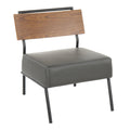 Fiji Accent Chair - Black Metal, Walnut Wood, Grey PU