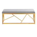 Folia Metal Bench - Gold Steel, Grey Velvet