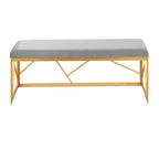 Folia Metal Bench - Gold Steel, Grey Velvet