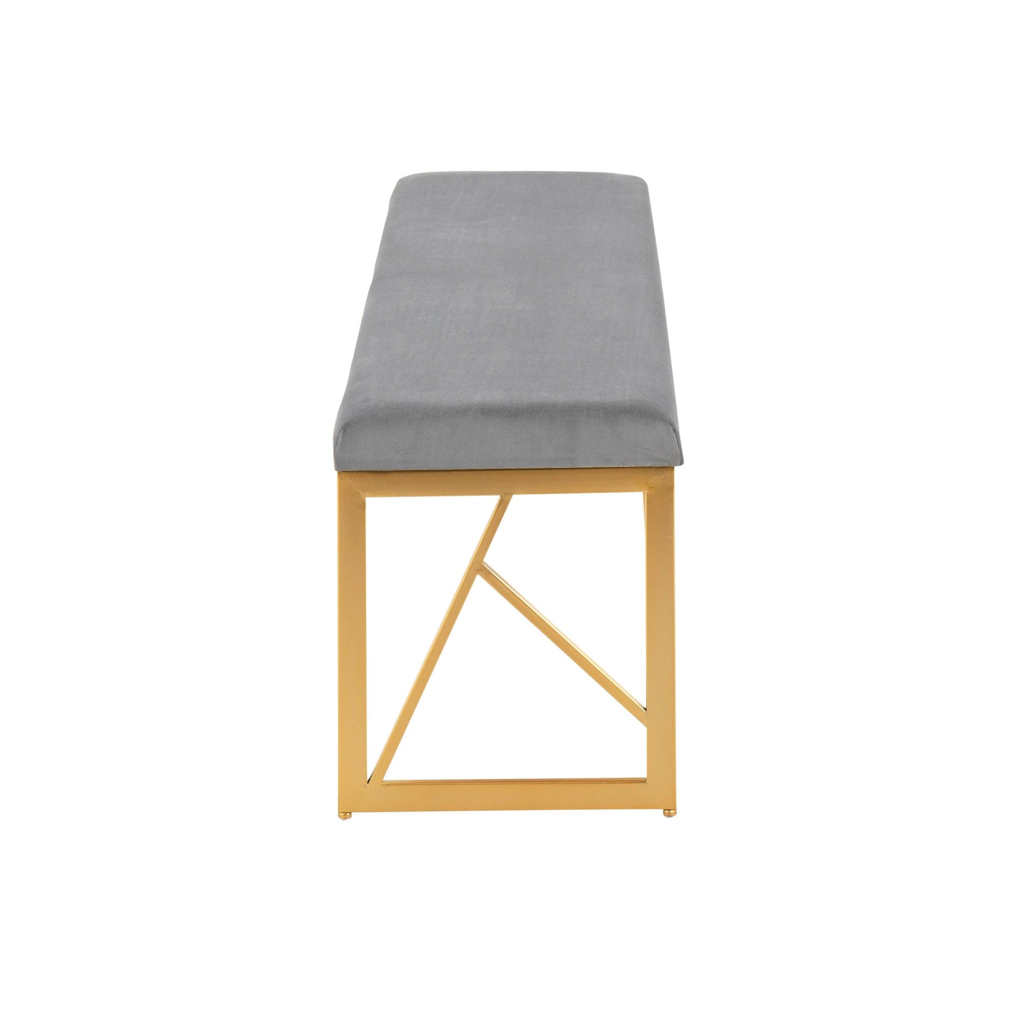 Folia Metal Bench - Gold Steel, Grey Velvet