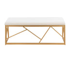 Folia Metal Bench - Gold Steel, White Velvet