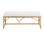 Folia Metal Bench - Gold Steel, White Velvet
