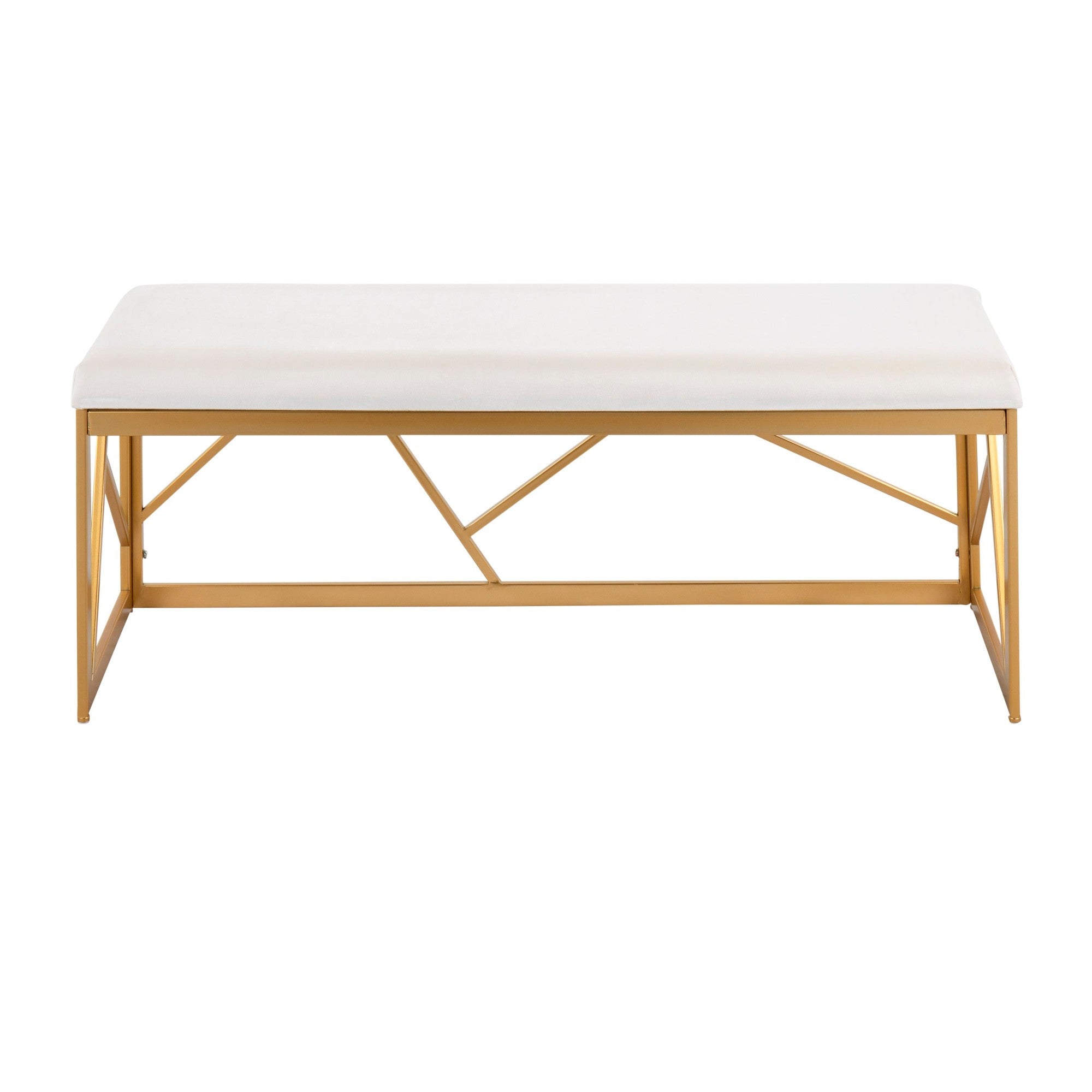 Folia Metal Bench - Gold Steel, White Velvet