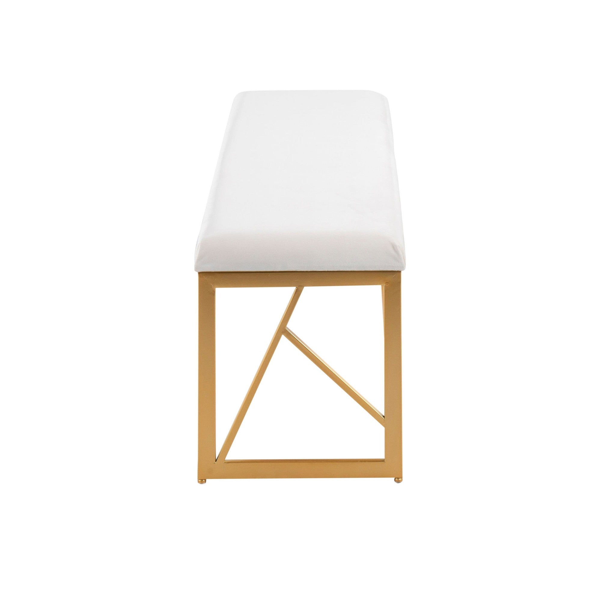 Folia Metal Bench - Gold Steel, White Velvet