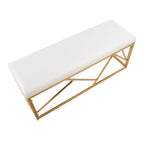 Folia Metal Bench - Gold Steel, White Velvet