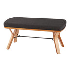 Folia Bench - Natural Wood, Charcoal Fabric