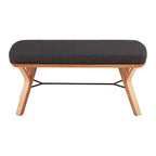 Folia Bench - Natural Wood, Charcoal Fabric