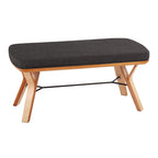 Folia Bench - Natural Wood, Charcoal Fabric