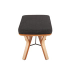 Folia Bench - Natural Wood, Charcoal Fabric