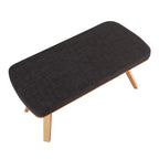 Folia Bench - Natural Wood, Charcoal Fabric