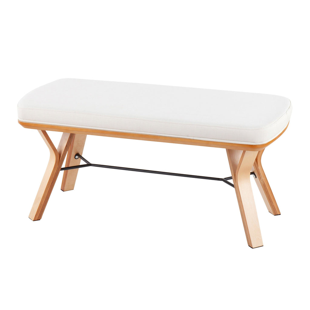 Folia Bench - Natural Wood, Cream Fabric