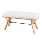 Folia Bench - Natural Wood, Cream Fabric