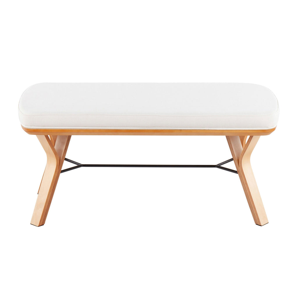 Folia Bench - Natural Wood, Cream Fabric